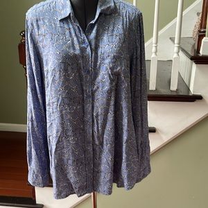 Womens Casual Blur Button down Blouse classes print